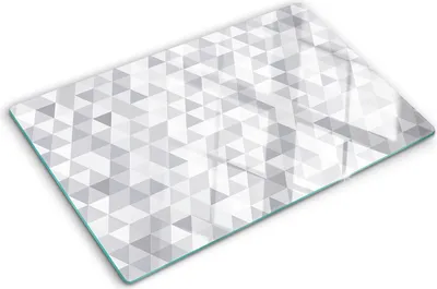 Obrázok produktu pre Sklenená ochranná doska – Kryt varnej dosky – Kryt na indukčnú dosku – 80x52 cm – Rýchle čistenie – Tvrdené sklo – Šedé trojuholníky