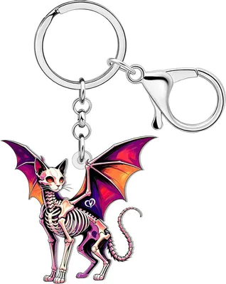 Productafbeelding van Sleutelhanger, skeletkat, 7 cm, Halloween-accessoire