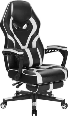 Obrázok produktu pre Gamestoel - Biela - Ergonomická - S opierkou na nohy - Nastaviteľná - Herná stolička