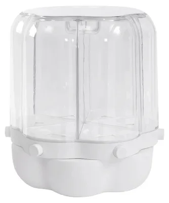 Image de Distributeur rotatif pour céréales - Récipient pour céréales avec 6 compartiments - Rotation à 360° - Capacité de 6 kg - Adapté aux aliments - Pour plan de travail - Blanc