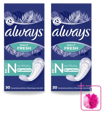 Produktbild von 2 x Always Daily Fresh Slipeinlagen - Normal - Unparfümiert - Sparpackung - 2 Stücke