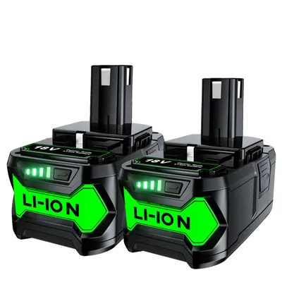 Zdjęcie produktu dla akumulator litowo-jonowy 18 V, pojemność 6000 mAh, kompatybilny z modelami Ryobi ONE+, 2 szt