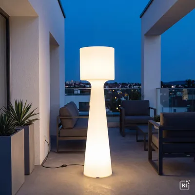Produktbild von Deko Stehleuchte außen IP65 170 cm Weiß mit LED 6000 K 2000 lm Kabel Stecker Außenlampe Garten Wegelampe, KI-generiertes Bild