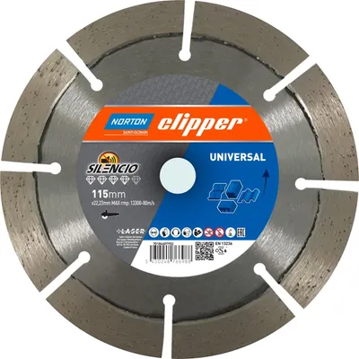 Image de Norton Clipper disque à tronçonner diamanté (Ø 115 mm alésage 22,23 mm / pour meuleuse d'angle largeur de segment 2,2 mm) - 70184607952