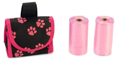 Produktbild von Karlie Kotbeuteltasche Easy Bag Inkl. 2 Rollen Nylon schwarz/rosa 5 x 7 cm
