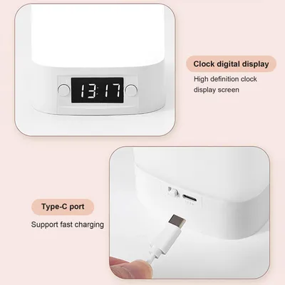 Produktbild von OKWISH Nachtlichter, Moderne Fernbedienung Nachtlampe mit Uhr, Ladefunktion & Touchscreen, Weiße LED-Tischlampe für Schlafzimmer und Wohnzimmer