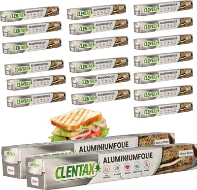 Produktbild von CLENTAX Aluminiumfolie 24 x 30m Extra Reißfest Alufolie für Gastro - Geruchsneutral Geruchtsschutz