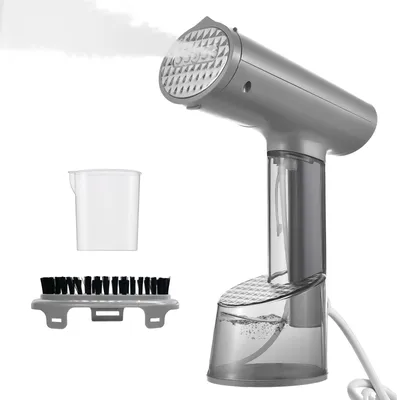 Zdjęcie produktu dla Ręczny steamer do ubrań, 1000 W, mocny przenośny steamer do tkanin ze szczotką, 20-sekundowy czas nagrzewania, pojemność 300 ml, zbiornik na wodę, podróżne żelazko parowe, idealne do usuwania zagnieceń z ubrań i tkanin