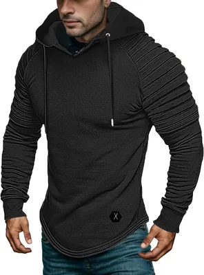 Produktbild von Kapuzenpullover für Herren mit langen Ärmeln, Kapuze, Tasche und Kordelzug, einfarbig