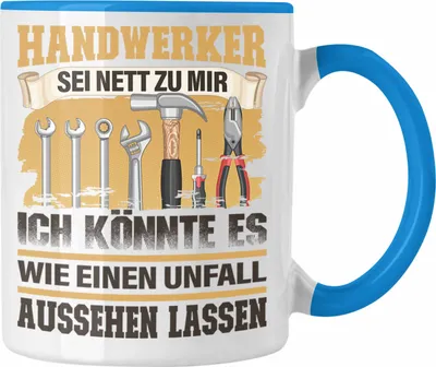 Produktbild von Trendation - Handwerker Tasse Geschenk Lustiger Spruch für Handwerkliche Berufe Geschenkidee (Blau)