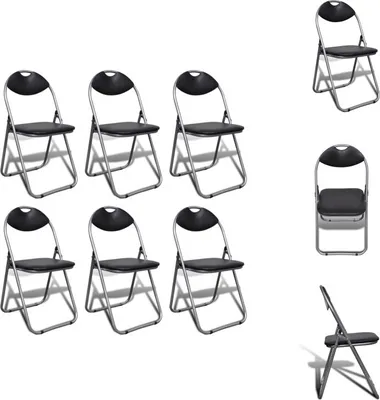Produktbild von vidaXL Klappbare Esszimmerstühle 6 Stk. Schwarz Kunstleder und Stahl -  Klappstühle & Hocker