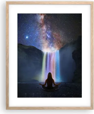Produktbild von Gerahmtes Poster - Rahmen in heller Eiche - Wasserfall die Sterne Meditation - 40x50 cm - Wand Bild - Wanddeko - Wandbilder - Kunstposter - Wandposter - Bilderrahmen - Bilder - P2NPA40x50-4774