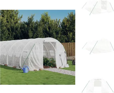 Produktbild von vidaXL Gewächshaus mit Stahlrahmen Weiß 18 m² 6x3x2 m - Gewächshäuser