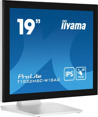Zdjęcie produktu dla iiyama ProLite T1932MSC-W1SAG, 48,3 cm (19"), 1280 x 1024 px, Full HD, LED, 14 ms, Biały