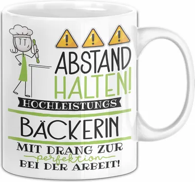 Produktbild von Bäckerin Tasse Geschenk Lustig Abstand Halten Hochleistungs-Bäckerin Mit Drang Zur Perfektion Bei Der Arbeit (Weiß)
