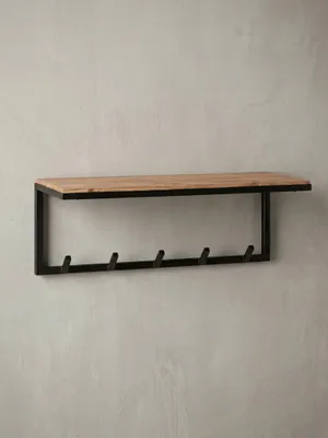 Produktbild von Wandgarderobe, Akazienholz & Metallgestell, Stilvoll. 70x30x27 cm | Kadima Design