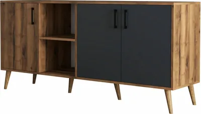 Immagine prodotto di Vardah - Credenza, 180x45x80h cm Marrone Noce, 3 Ripiani