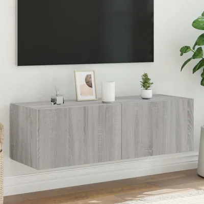 Produktbild von Maison Exclusive - TV-Wandschrank mit LED-Leuchten Grau Sonoma 100x35x31 cm