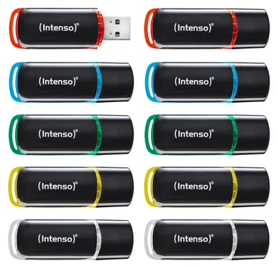 Produktbild von Intenso 3511561, 8 GB, USB Typ-A, 2.0, 28 MB/s, Kappe, Schwarz, Rot, Grün, Transparent, Gelb, Blau