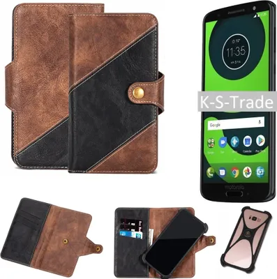 Produktbild von K-S-Trade Handy Hülle Schutz Hülle Schutzhülle Bookstyle Case kompatibel mit Motorola Moto G6 Handy Cover Hülle Schutztasche 1x