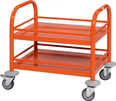 Produktbild von Kongamek Mini-Servierwagen 530x375x550mm 2 Etagen pulverbeschichtet in Orange mit Bremse