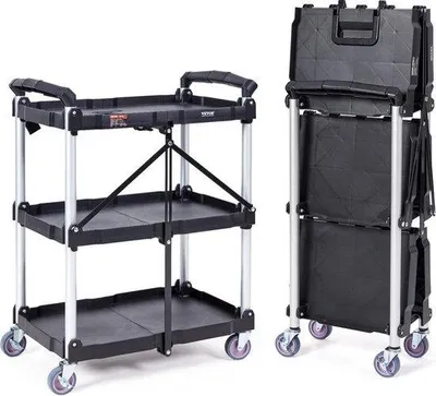 Produktbild von Famanu Trolley - Faltwagen mit 3 Ablagen - Schwarz