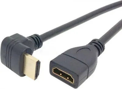 Produktbild von SYSTEM-S HDMI Winkelstecker 90° Gewinkelt abwärts Winkel zu HDMI Eingang Kabel 50cm