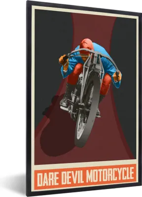 Produktbild von MuchoWow® MuchoWow® Gerahmtes Poster Mancave - Motor - Vintage - Zeichnung 20x30 cm - Poster mit zchwarzem Bilderrahmen - Drucken - Bilder Poster im Rahmen