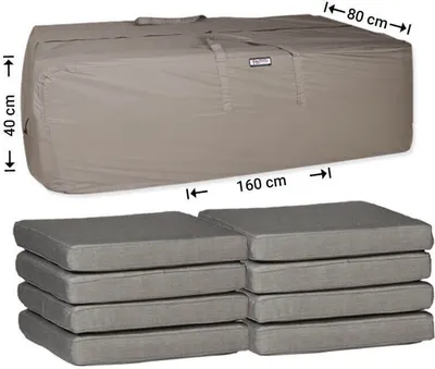 Produktbild von Raffles Covers Aufbewahrungstasche für Loungekissen 160 x 80 x 40 cm | Atmungsaktiv | Wasserdicht | UV-beständig | Doppelnähte | Handgriffe