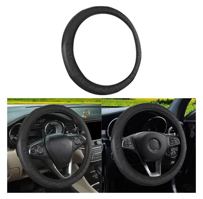 Obrázok produktu pre Poťah na volant z mikrovlákna, Imitácia kože, priedušný, protišmykový, čierna farba