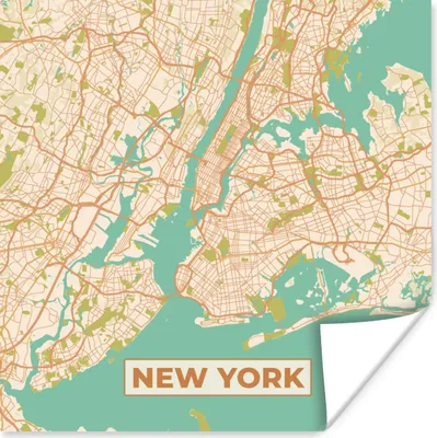 Produktbild von MuchoWow® Poster New York - Vintage - Stadtplan - Karte 50x50 cm - Wohnzimmerdekoration