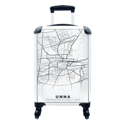Produktbild von MuchoWow® Koffer Handgepäck Trolley Rollkoffer Kleine Reisekoffer mit 4 Rollen - Karte - Unna - Karte - Stadtplan - Cabin Size < 55x40x23 cm & 55x40x20 cm - Fotokoffer - Kabinenkoffer - Boardgepäck - Reise-Box - Reisekoffer - Reisegepäck - Koffer mit Bild - Trolley für Kinder