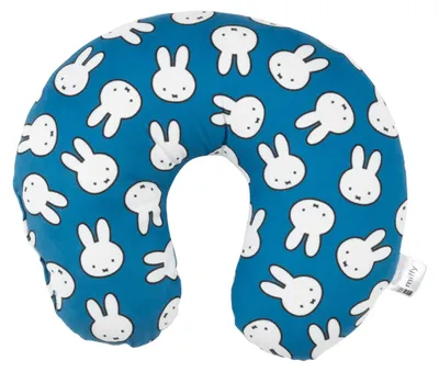 Produktbild von Miffy - Reise Nackenkissen Hase Allover bequemes Reisekissen Nackenhörnchen Auto Flugzeug Blau