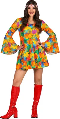 Produktbild von Hippie Minikleid orange - Kostüm für Fasching Größe: M