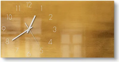 Produktbild von DEQORI Glasuhr 60x30 cm Zahlen 'Gebürstetes Goldblech' Wanduhr Glas Uhr Design leise