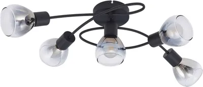 Produktbild von Lindby Deckenleuchte Pendura, 5-flammig, schwarz, Glas
