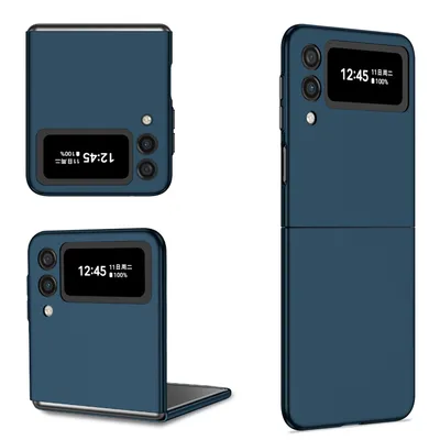 Image de Coque de protection pour téléphone Samsung Galaxy Z Flip4 5G, étui, housse, bumper, couleur : bleu foncé