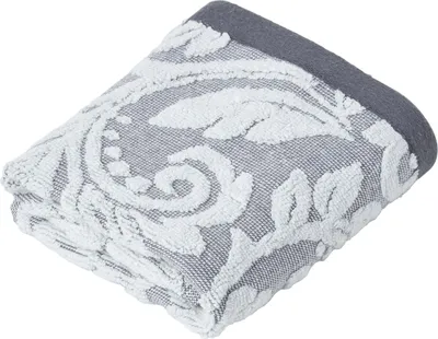 Produktbild von HOMESCAPES Gästehandtuch mit Damast-Muster 100% türkische Baumwolle 600g/m² Handtuch 40x60cm - silber