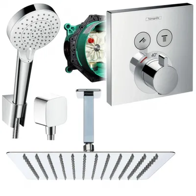 Produktbild von Hansgrohe und Jowi Unterputz Duschsystem ShowerSelect Thermostat, Unterputz Duscharmatur mit Kopfbrause, Deckenanschluss