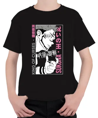 Productafbeelding van Jujutsu Kaisen SUKUNA, Koning van de Vloeken, Anime, Esthetisch T-shirt, Uni, voor kinderen, zwart, maat 128