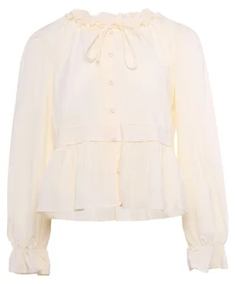 Produktbild von Damen Bluse in Weiß, Größe S, aus einem Materialmix von 50% Baumwolle und 50% Polyester