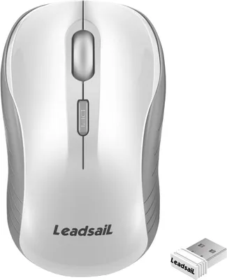 Immagine prodotto di Mouse senza fili con LeadSail, ricevitore USB silenzioso da 2,4 g, tracciamento ottico a 1600 dpi, mouse a 4 pulsanti, utente destro sinistro, compatibile con PC e Mac,