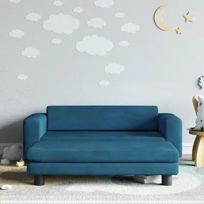 Produktbild von CLORIS Kindersofa mit Hocker Blau 100x50x30 cm Samt - Kindersofas LL0000214869