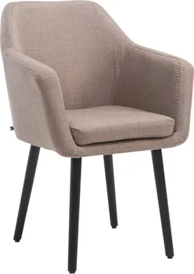Image de Chaise visiteur CLP Utrecht en tissu avec structure en bois robuste, couleur taupe, structure noire