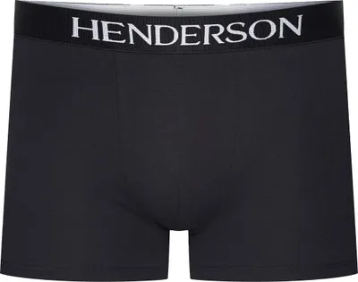 Produktbild von Henderson Herren Boxer Shorts - Bequeme Unterwäsche aus Baumwolle mit Elasthan, Längerer Schnitt, Breiter Bund mit Logo, Nahtloser Beinabschluss, Schwarz, Modell 35218, Premium Linie, Vielseitig, Klassisch XL