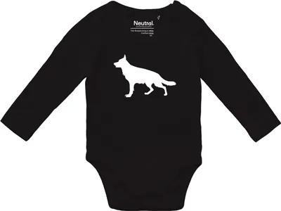 Produktbild von Huuraa Baby Body Deutscher Schäferhund Silhouette 80 Black  Baumwolle Fairtrade Langarmbody Geschenkidee