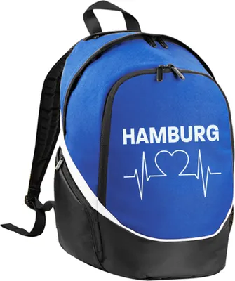 Produktbild von multifanshop Rucksack - Hamburg - Herzschlag, blau/schwarz, Größe one size