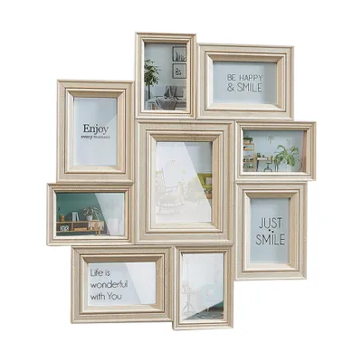 A collage of multiple photo frames arranged in a staggered pattern.