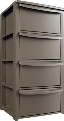 Produktbild von Niedrige Kommode 4 Schubladen 39 x 38,5 x H 80,5 cm Braun - Aufbewahrungsmöbel Schlafzimmer Büro Wäscherei Art Plast
