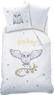 Produktbild von Harry Potter Eule Hedwig Bettwäsche 80x80 + 135x200 cm, 100% Baumwolle in Renforcé, Kinderbettwäsche für alle Hogwarts Fans